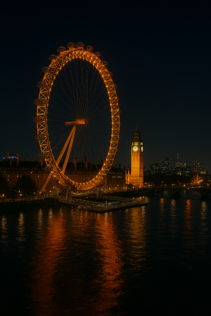 영국 런던 빅토리아 파크 관람차 ‘런던 아이’ 의 야경