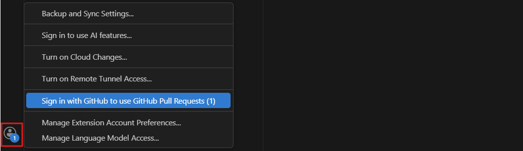 VS Code 에서 GitHub 로그인 화면