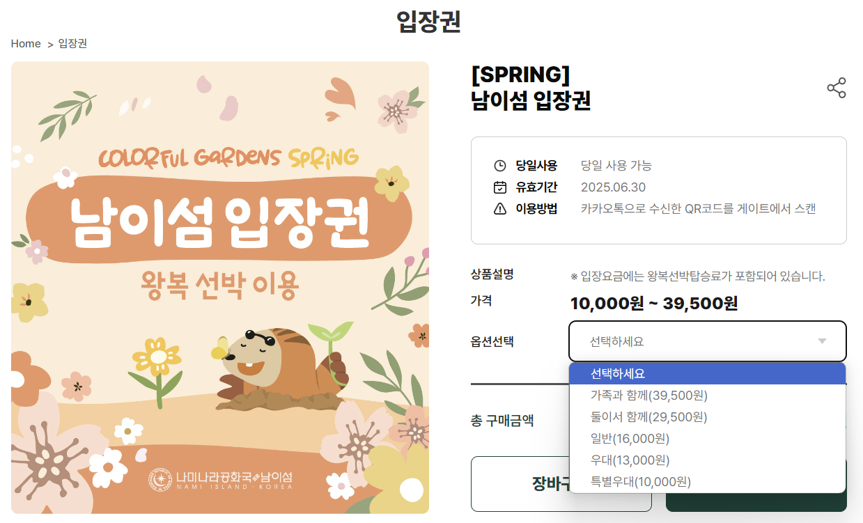 남이섬 입장권