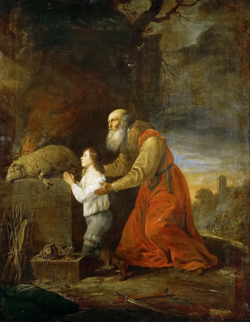 다비느 테니어스가 그린 The Prayer of Abraham and Isaac을 보여주는 이미지