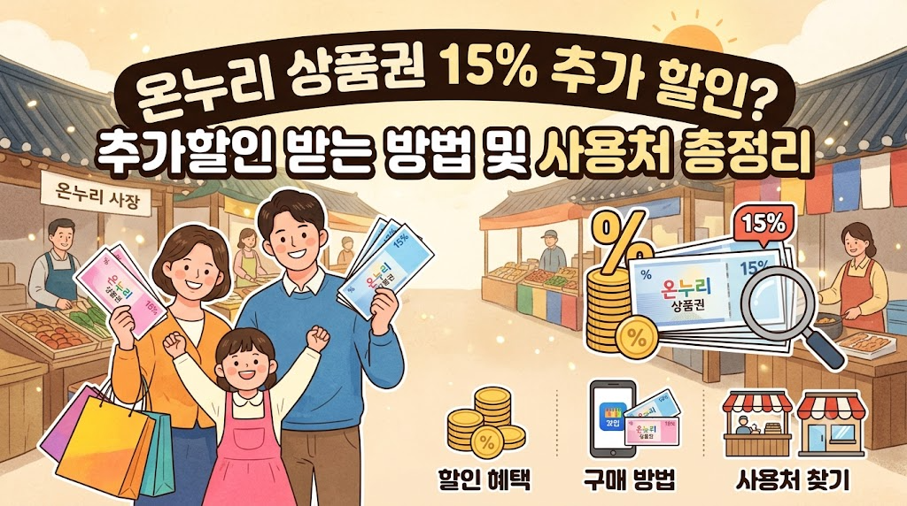 온누리 상품권 15% 추가 할인? 추가할인 받는 방법 및 사용처 정리