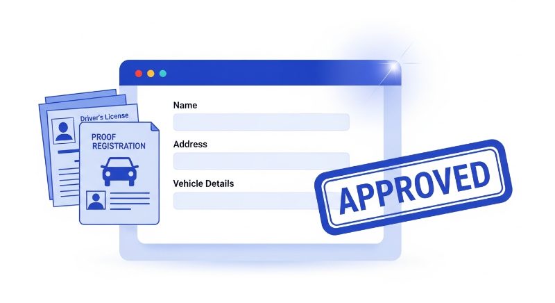 전기차 보조금 신청 서류 준비부터 온라인 접수까지의 과정을 간결하게 표현한 이미지