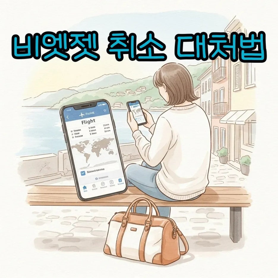 항공권 취소 상황에 침착하게 대응하는 모습.