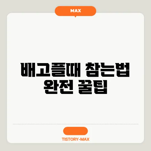 배고플때 참는법 완전 꿀팁