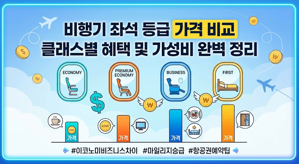 비행기 좌석 등급 항공권 가격 차이