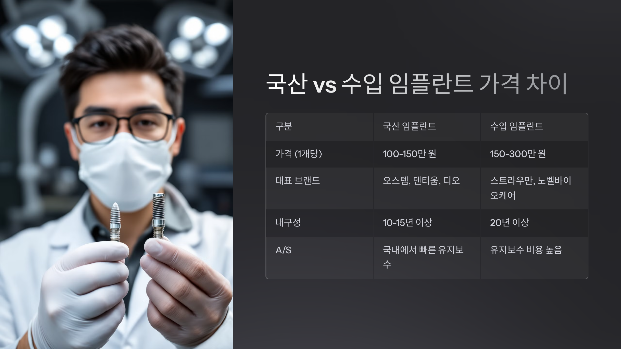 국산 vs 수입 임플란트 가격 차이