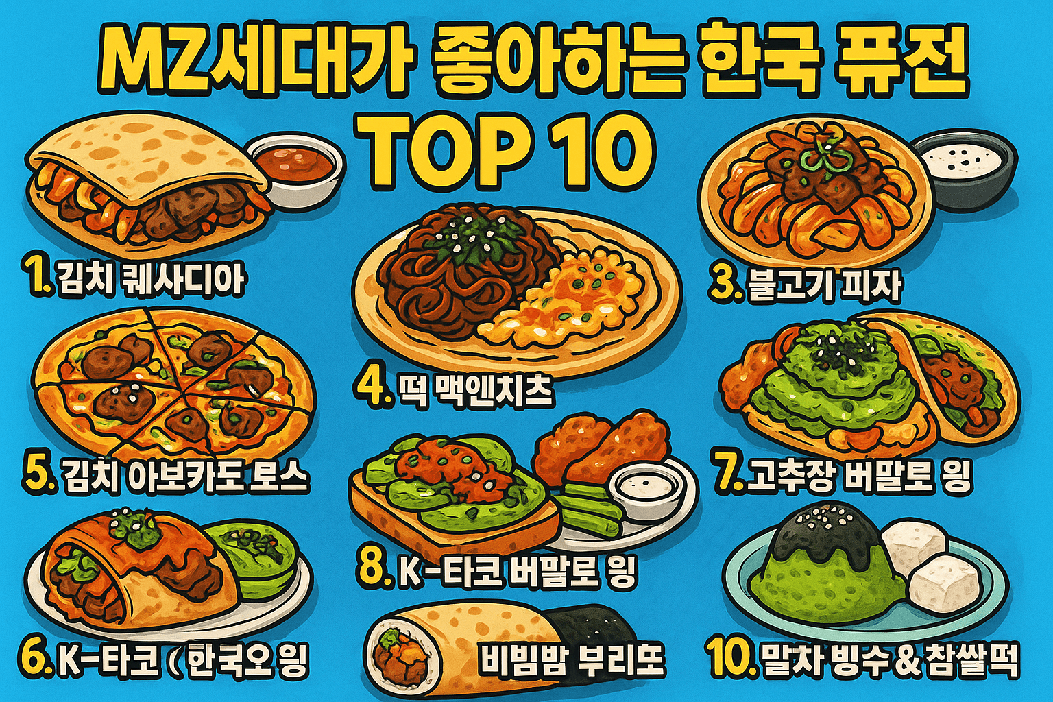 MZ세대가 좋아하는 한국 퓨전 요리 TOP 10