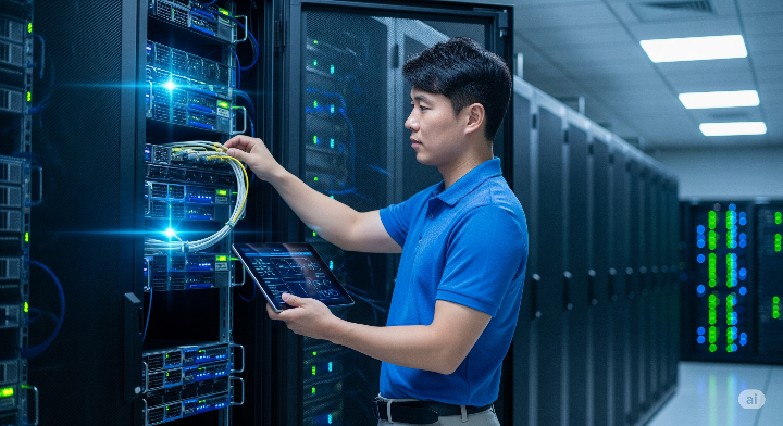 데이터센터 서버를 유지보수하는 엔지니어