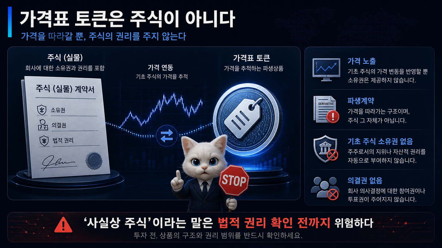 가격표 토큰과 주식 권리의 차이