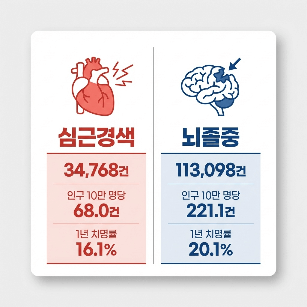 심근경색 뇌졸중 발생 통계 비교 표