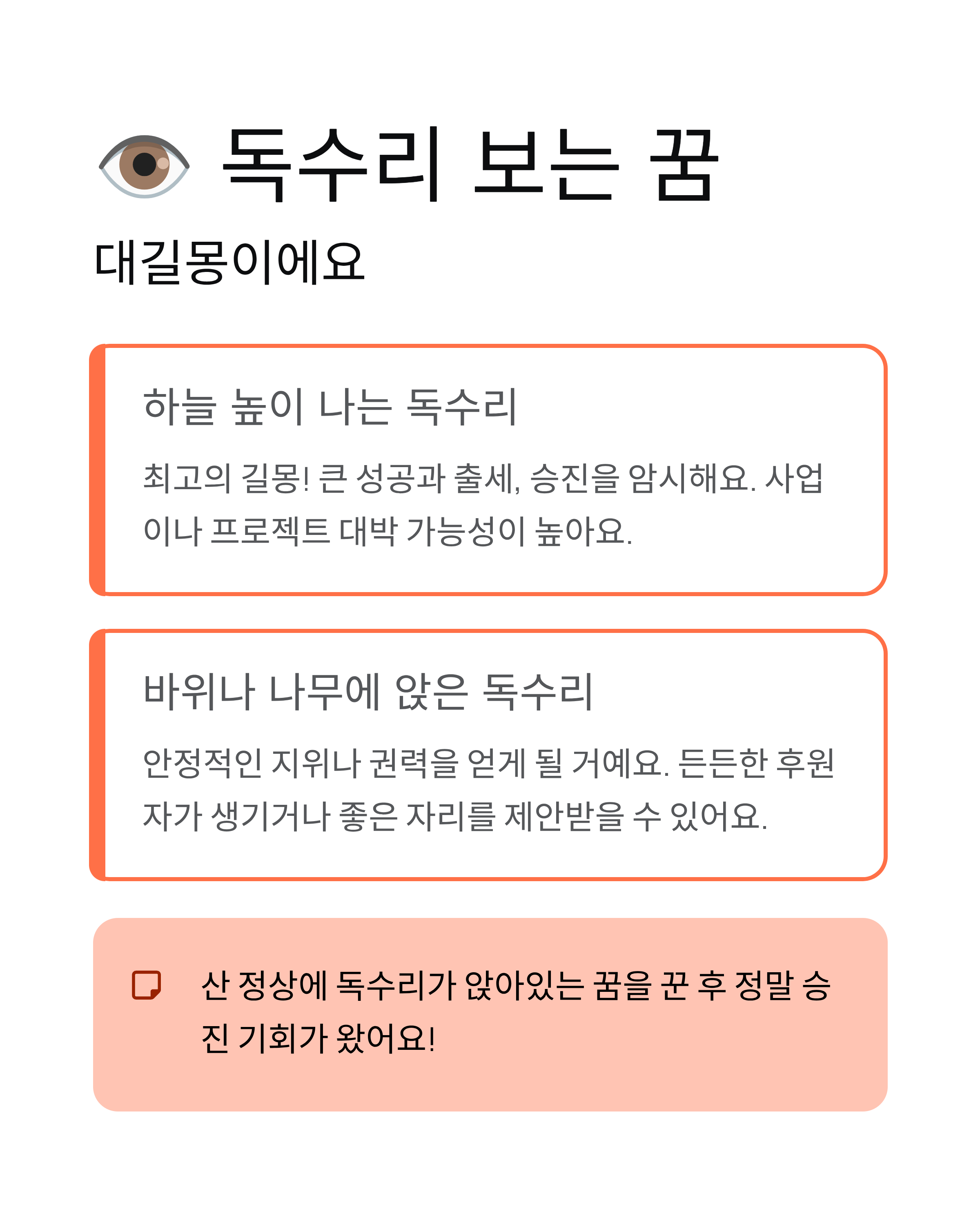독수리꿈 해몽! 대박 길몽부터 주의해야 할 꿈까지