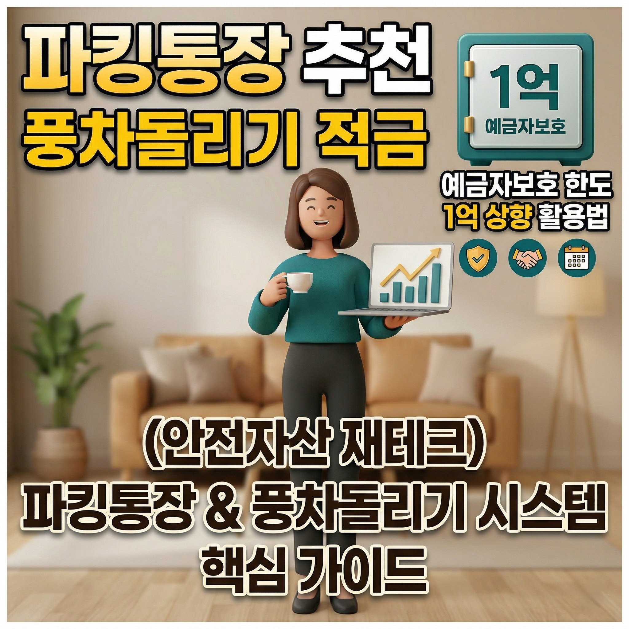 파킹통장 추천 및 풍차돌리기 적금 방법 안전자산 재테크 예금자보호 한도 1억 상향 활용법 핵심 가이드 썸네일