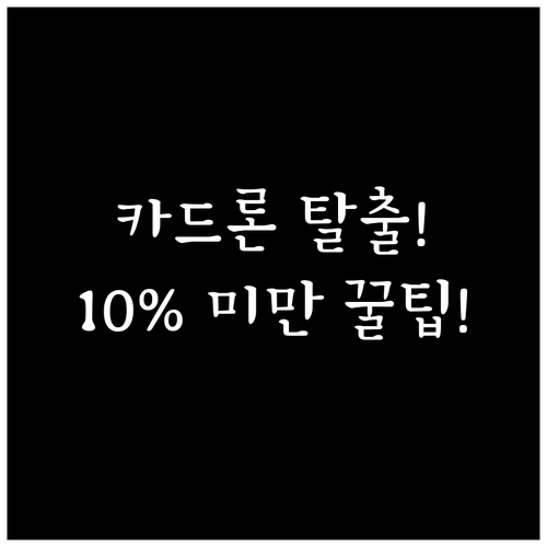 이자 폭탄 카드론 10퍼센트 미만으로..