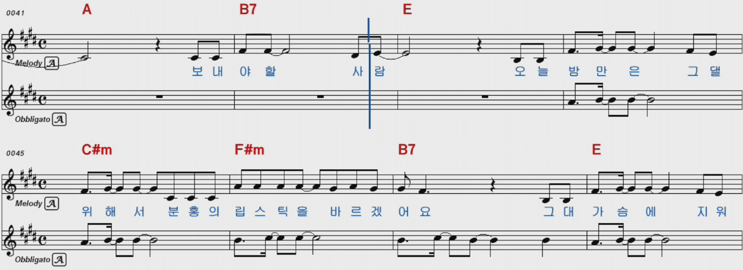 박주희(강애리자) 분홍 립스틱 악보