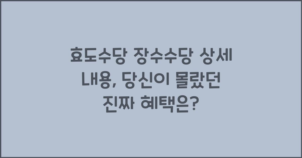 효도수당 장수수당 상세 내용
