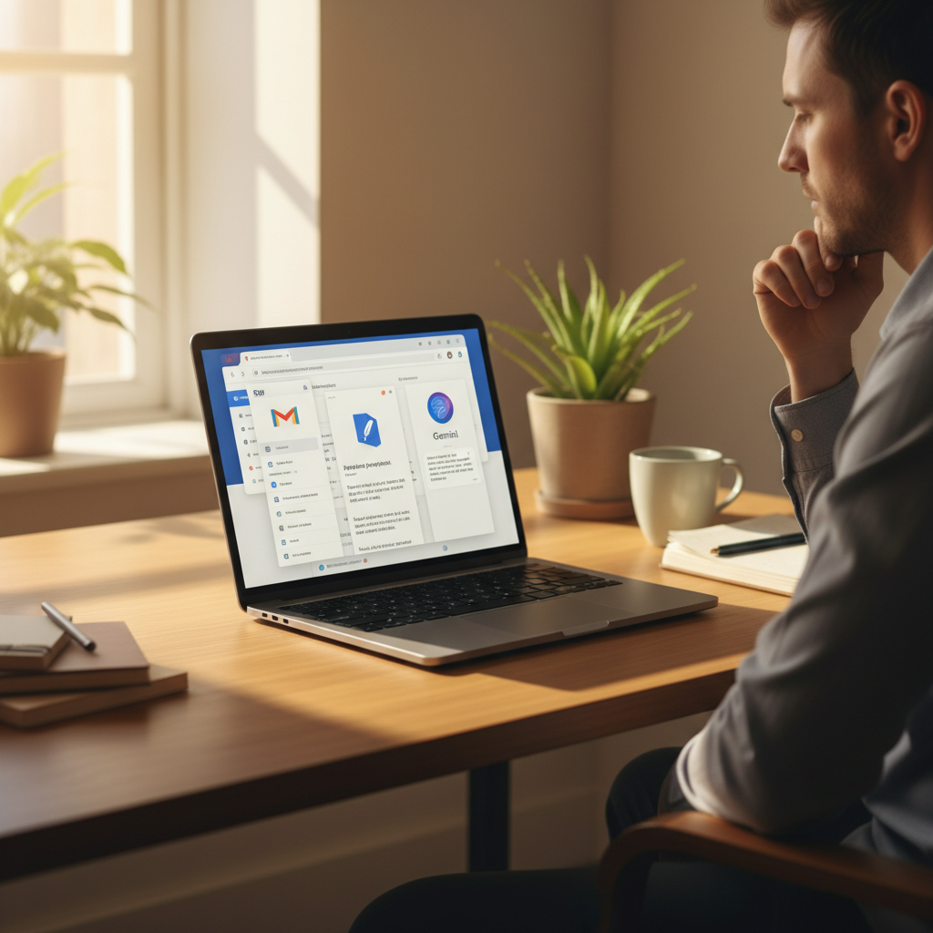 Gemini 통합 프롬프트를 활용해 Gmail과 Google Docs를 연동하여 업무를 자동화하는 모습