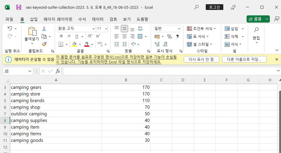 키워드 분석 및 최적화를 위한 &amp;#39;Keyword Srufer&amp;#39;