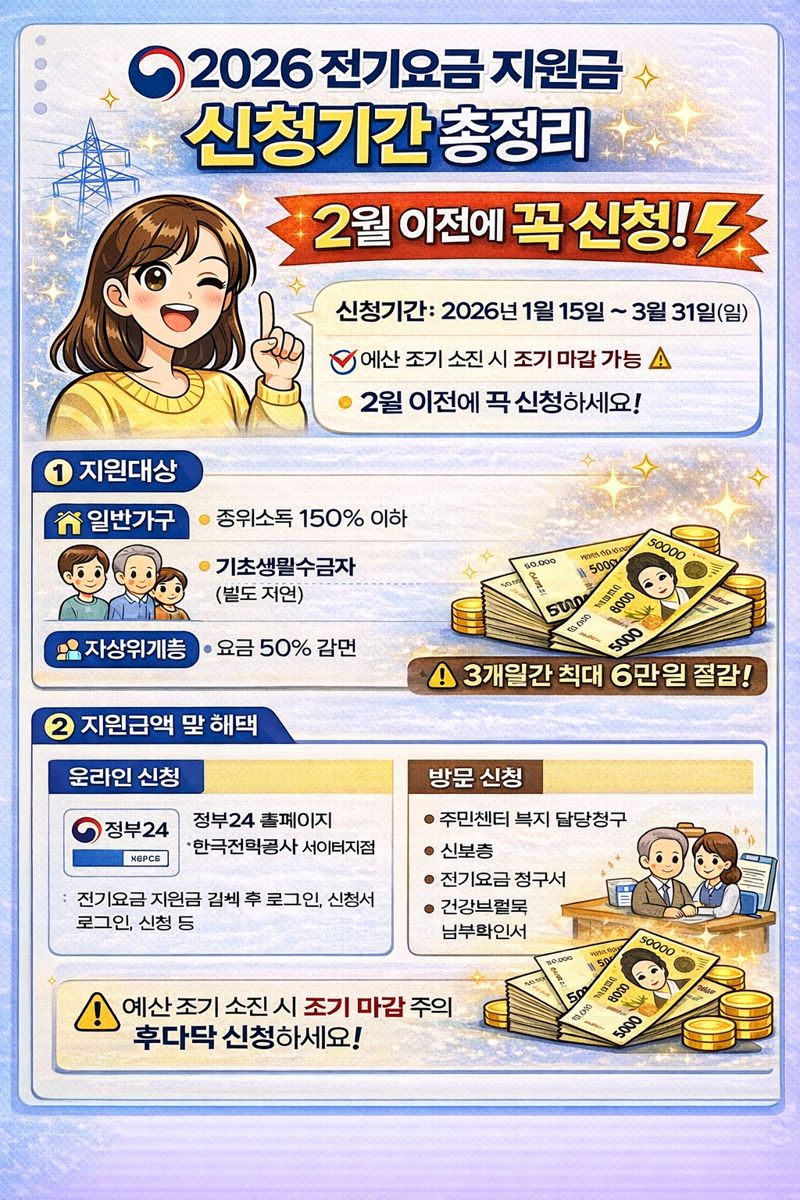 2026 전기요금 지원금 신청기간 및 대상