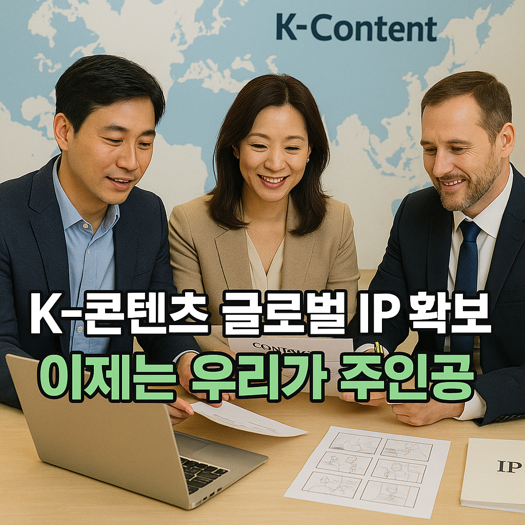 글로벌 파트너와 계약서를 검토하는 콘텐츠 제작자들