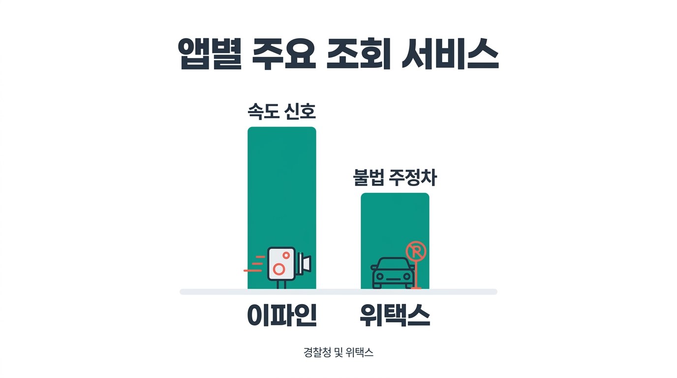 자동차 과태료 조회 앱별 주요 조회 서비스