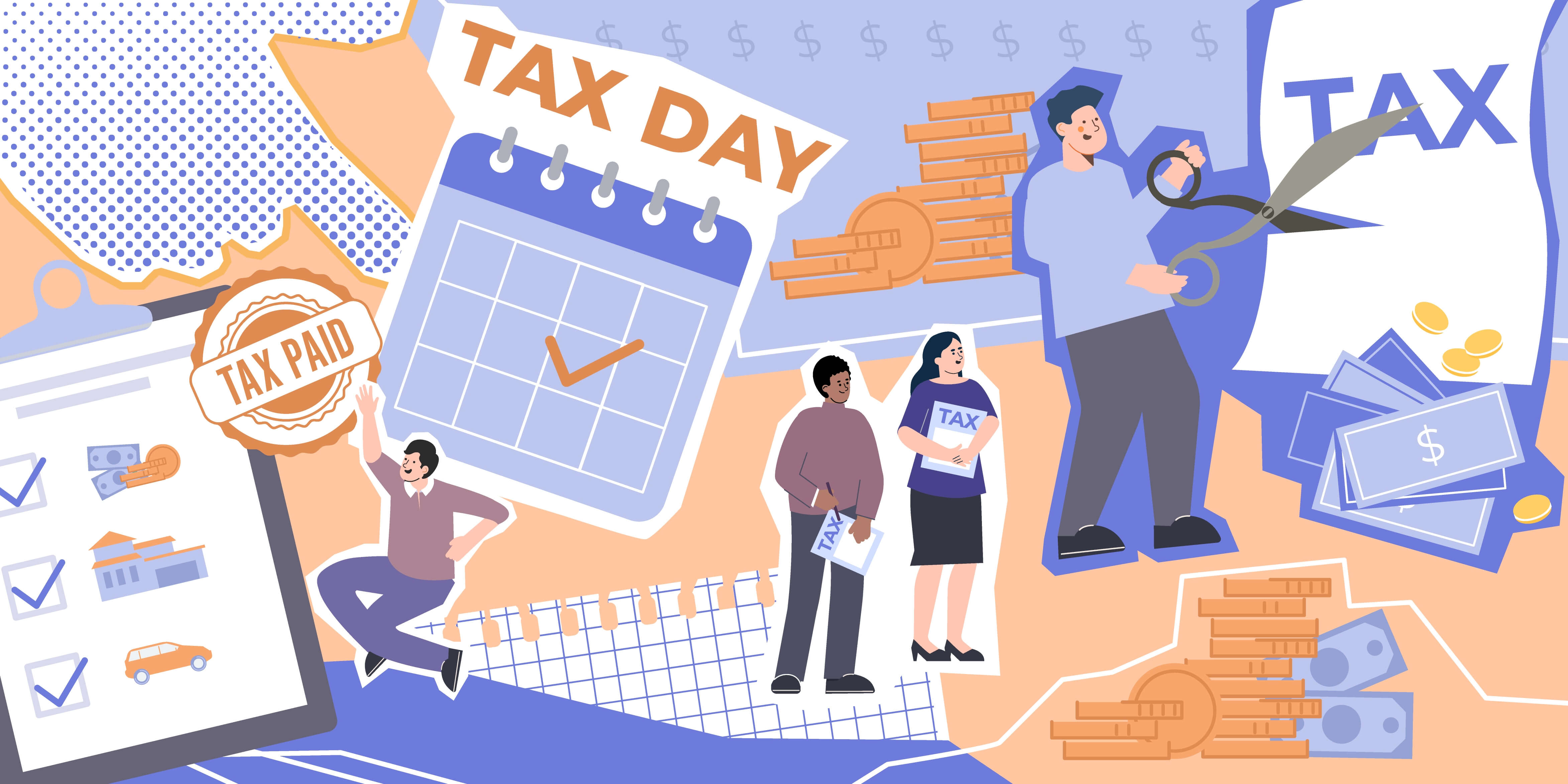 2026 자동차세 연납과 세금 납부 일정을 상징하는 TAX DAY 일러스트 이미지 