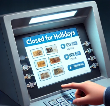 atm기 버튼을 누르고 있는 모습