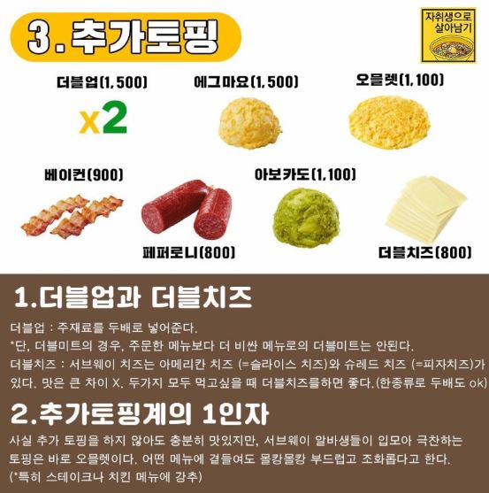 서브웨이 꿀조합 단골 추천
