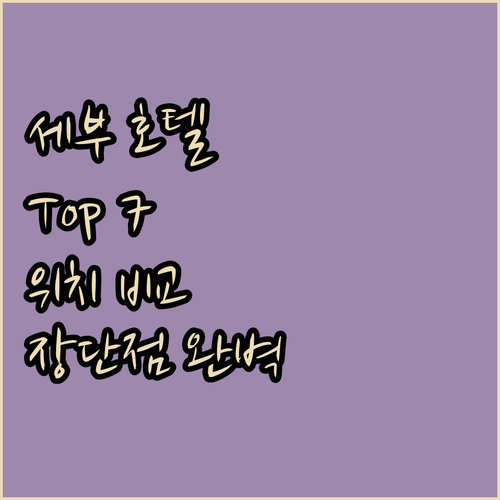 세부 호텔 추천 Top 7 위치별 장..