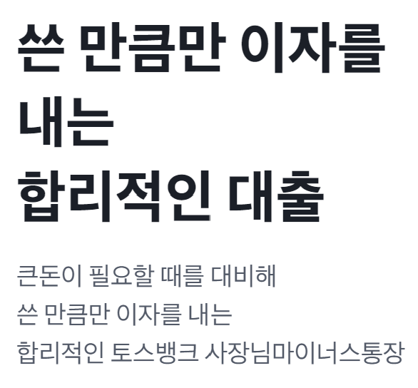 토스뱅크 사장님마이너스통장