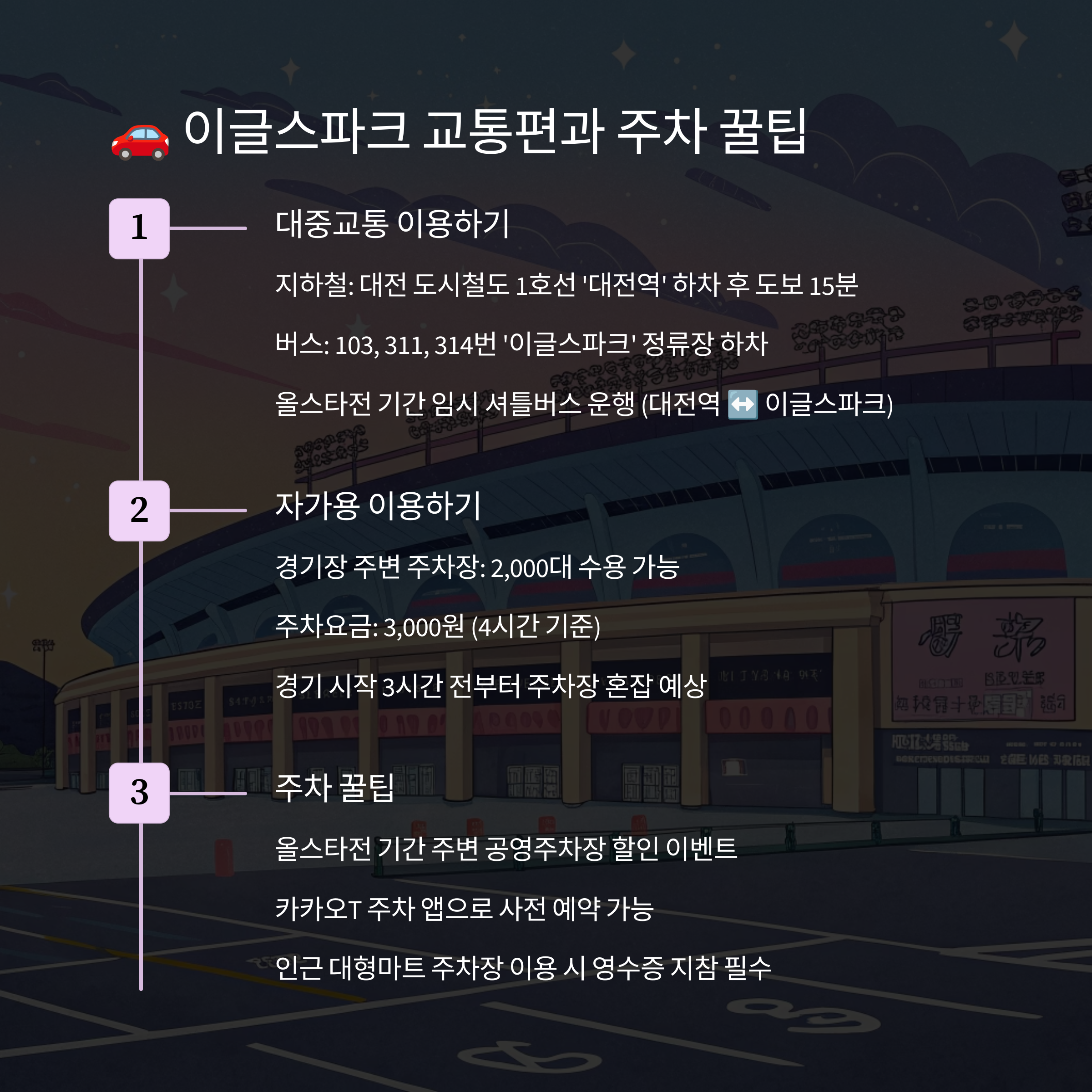 🚗 이글스파크 교통편과 주차 꿀팁