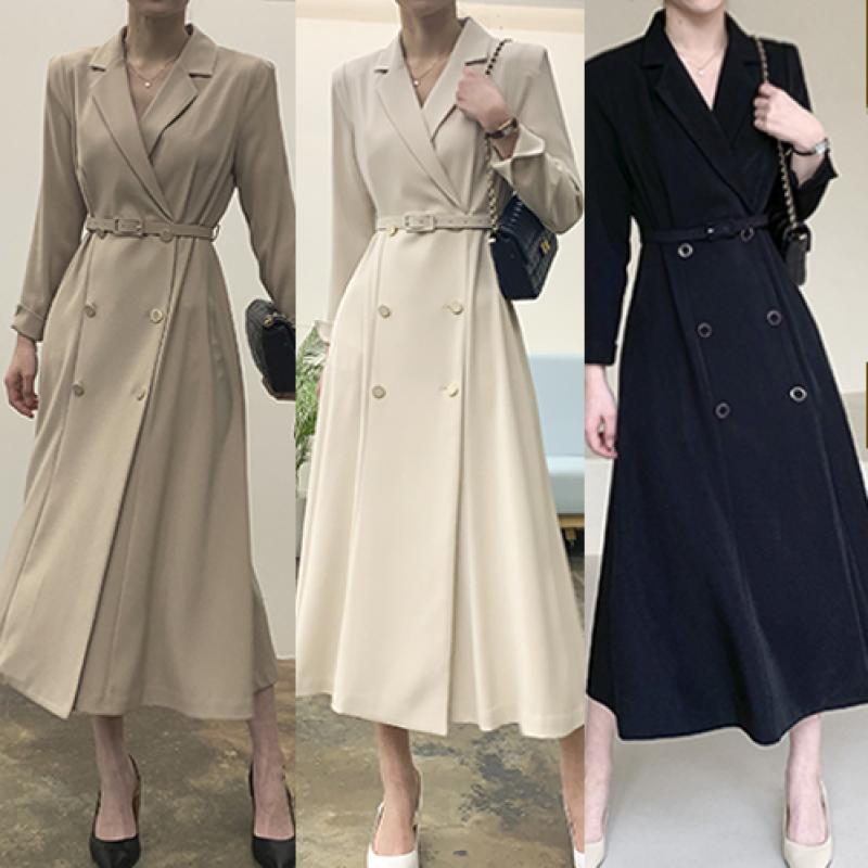 (S,M,L,XL) 가을 여성 정장원피스 빅사이즈원피스 결혼식하객룩 돌찬치 뉴쥬드