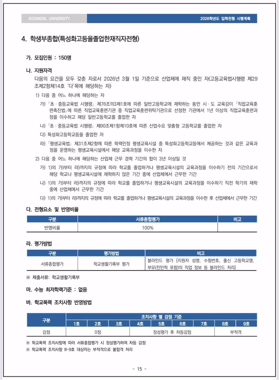 숭실대 - 2026-수시모집-특성화고등을졸업한재직자전형