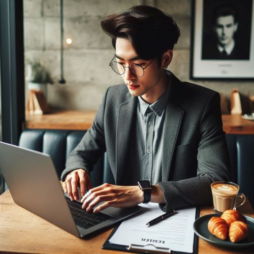 이력서를 쓰고 있는 청년