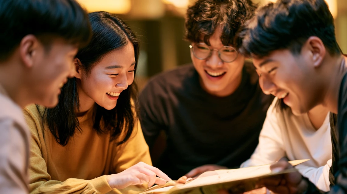 회식 전 못 먹는 음식을 미리 확인하는 모습