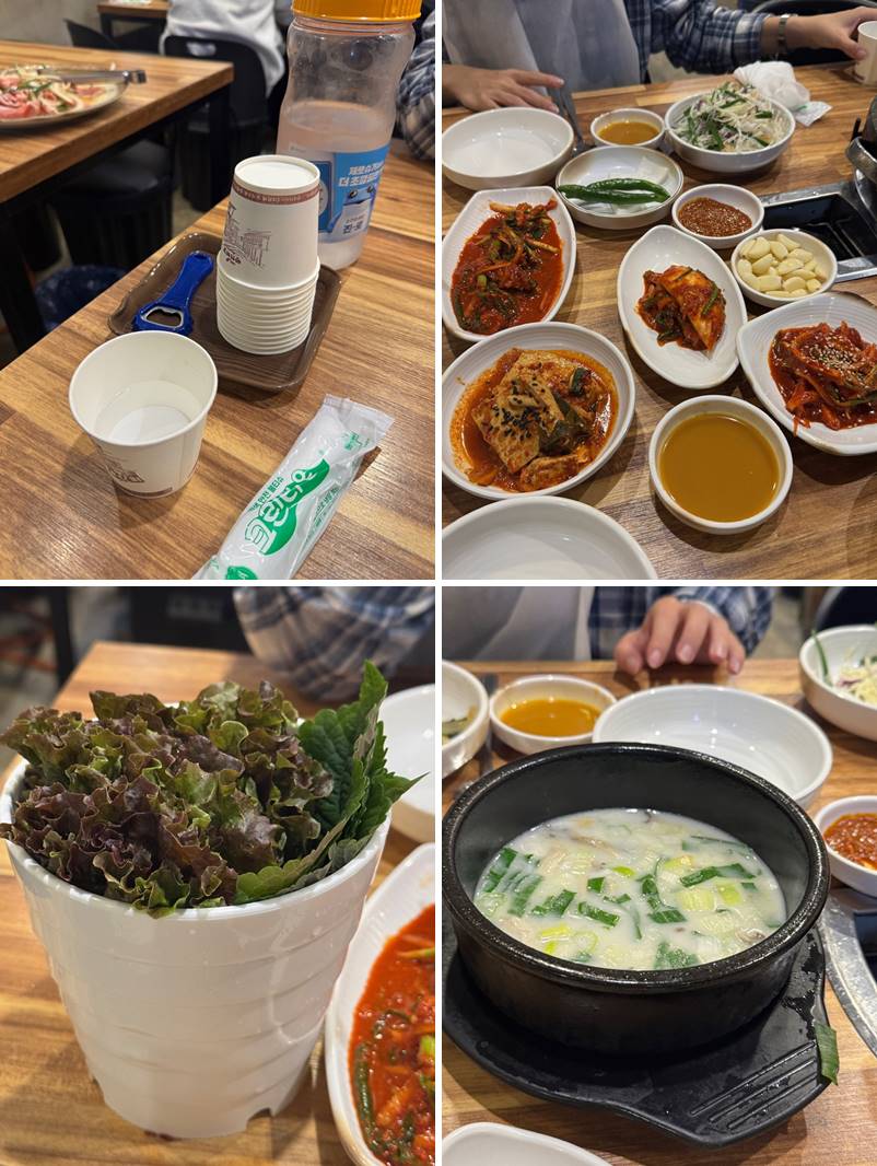 기본 반찬 세팅 및 설렁탕