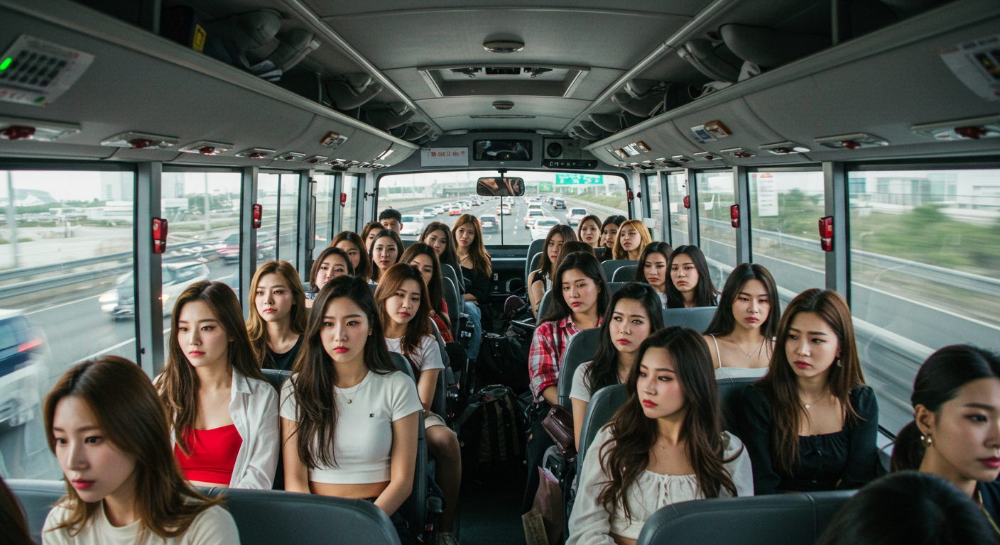 막히는 도로 위의 여성들