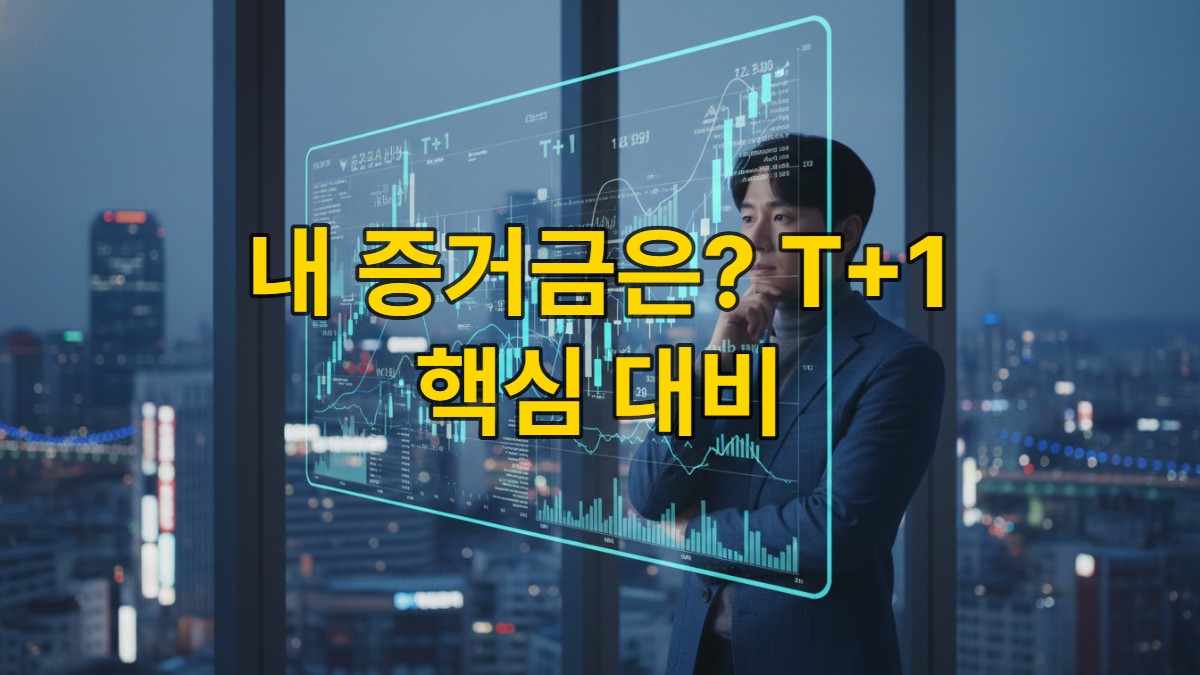 한국인 투자자가 빠르게 움직이는 주식 차트를 보며 T+1 결제 변화를 분석하는 모습
