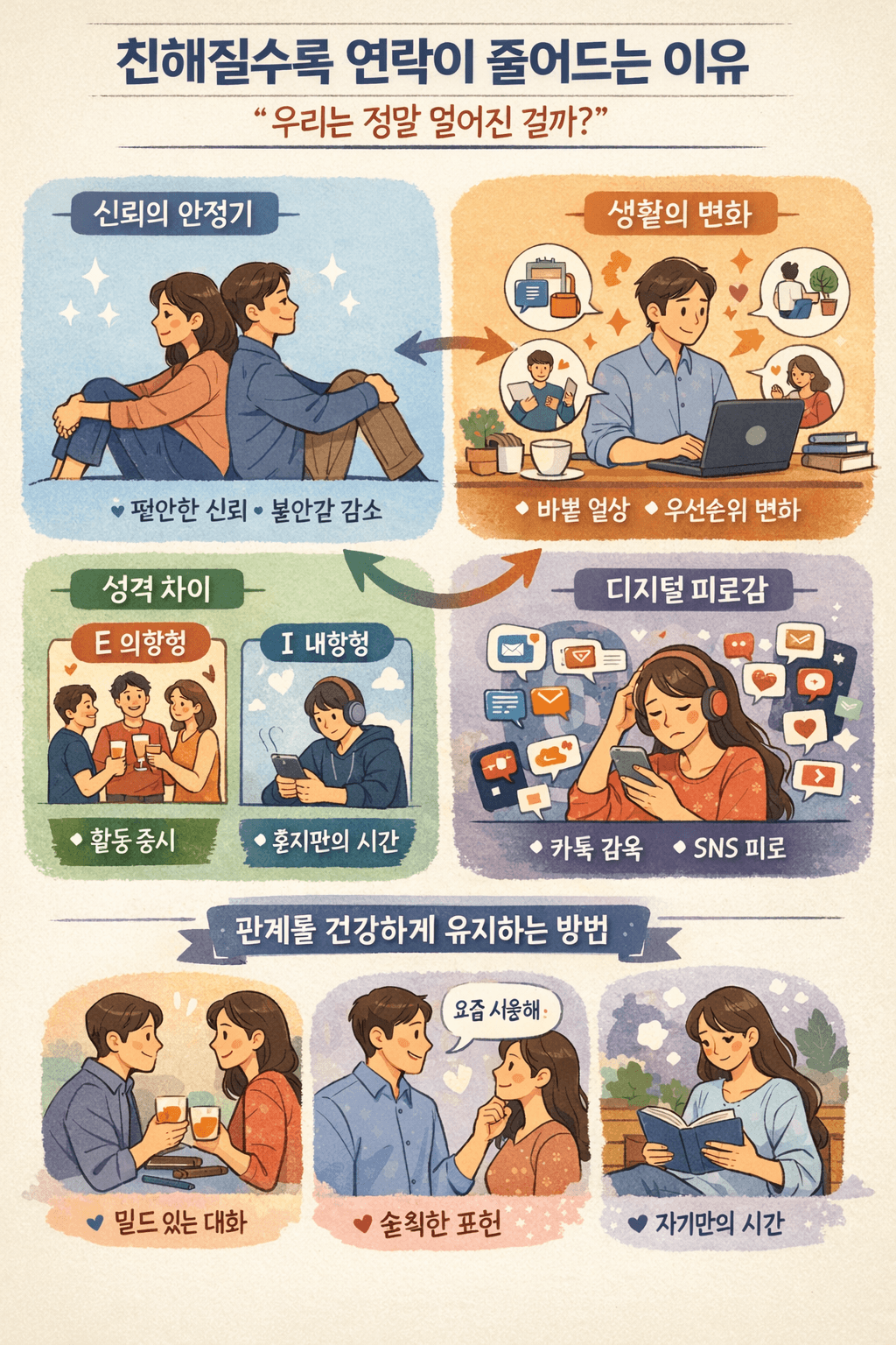 친해질수록 연락이 줄어드는 이유, 사실은 멀어진 게 아니다