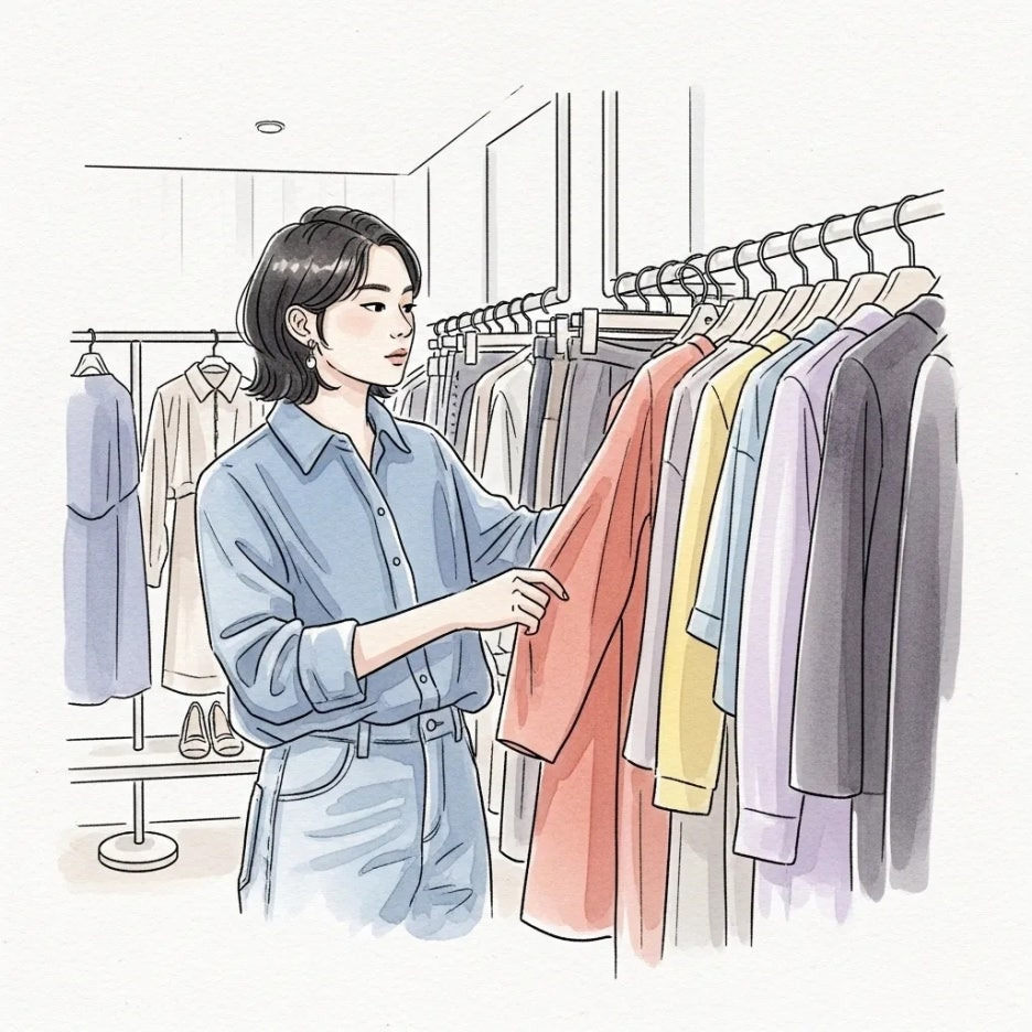 개성 넘치는 옷을 고르는 사람의 모습