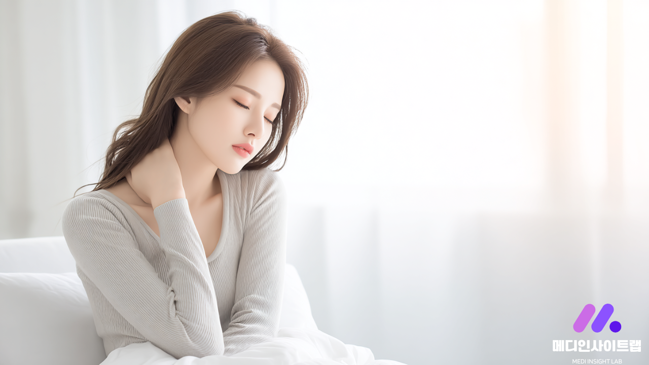 섬유근통으로 전신 통증과 만성 피로를 겪는 여성의 모습