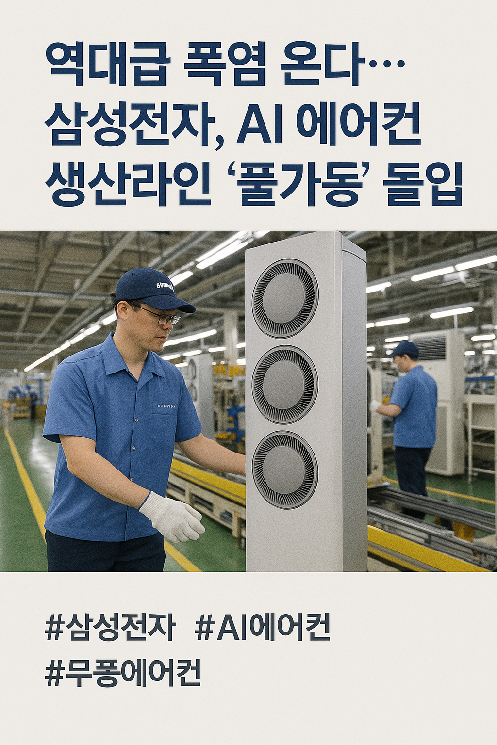 “AI로 시원하고 절전까지! 삼성전자, 폭염 앞두고 에어컨 생산 풀가동”