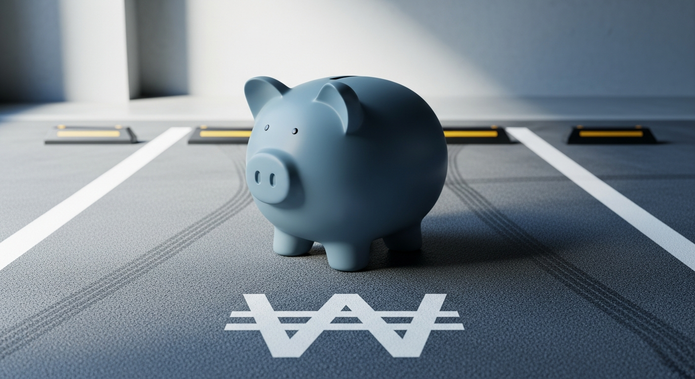 투명한 돼지 저금통에 동전이 쌓이듯 파킹통장에 이자가 차곡차곡 쌓이는 것을 보여주는 인포그래픽