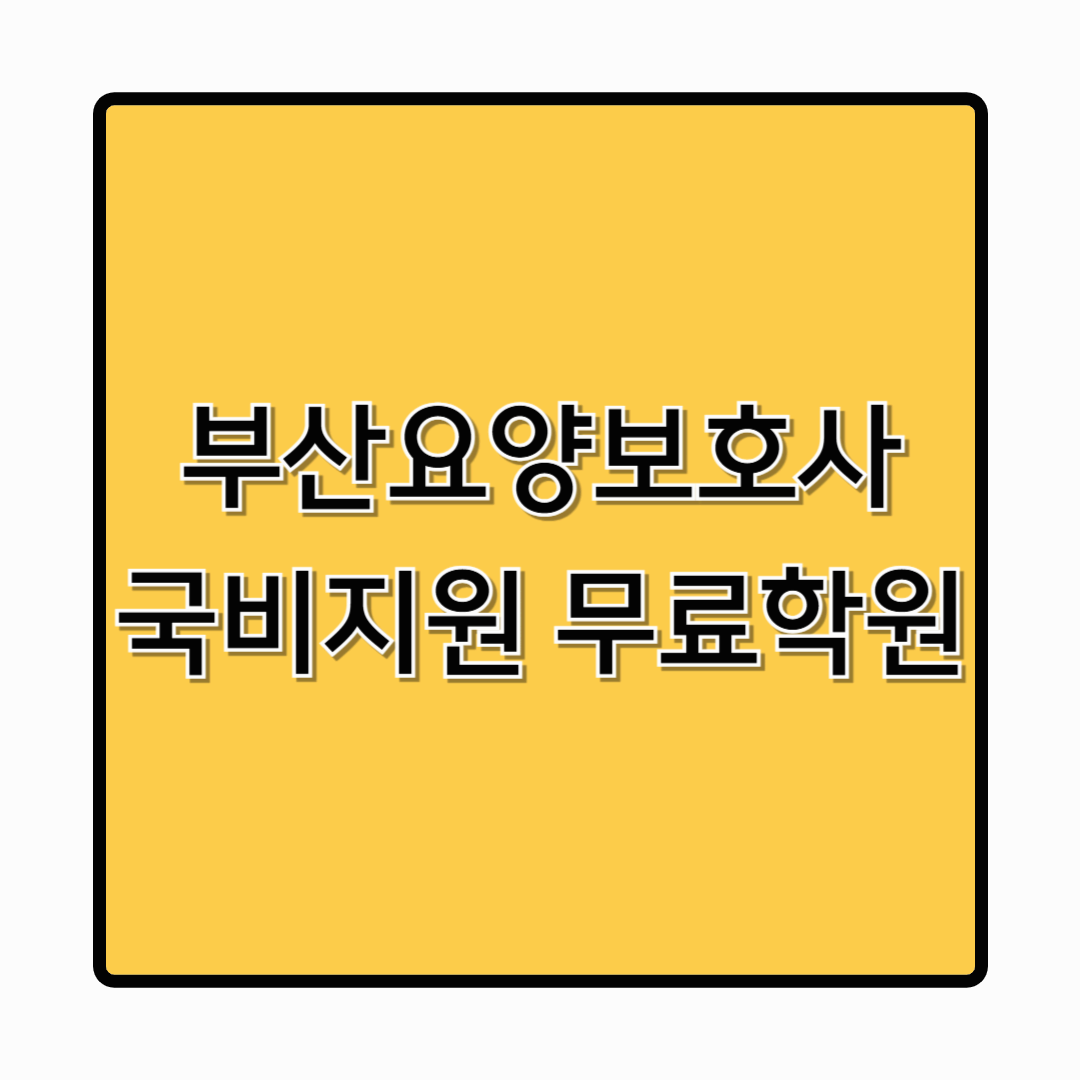 부산요양보호사 학원 국비지원, 수강료, 취업률 높은 학원 추천