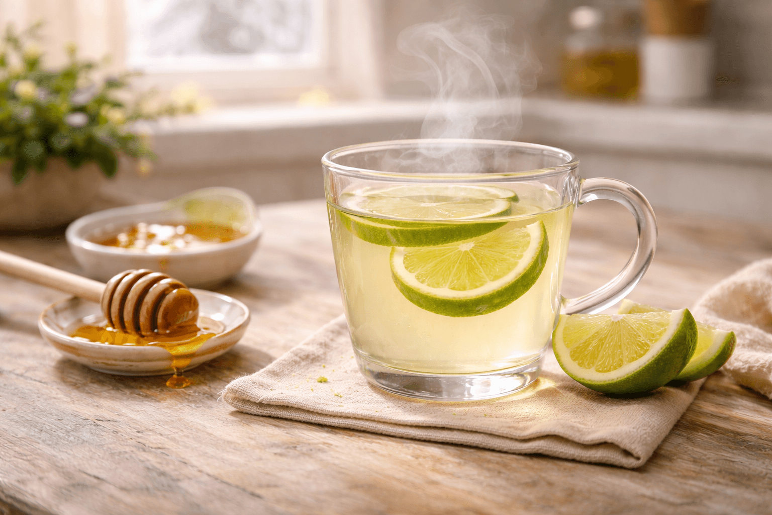 비타민 충전을 위한 천연 라임 음료