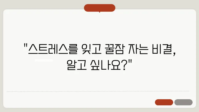 스트레스 완화와 함께하는 편안한 잠의 기술