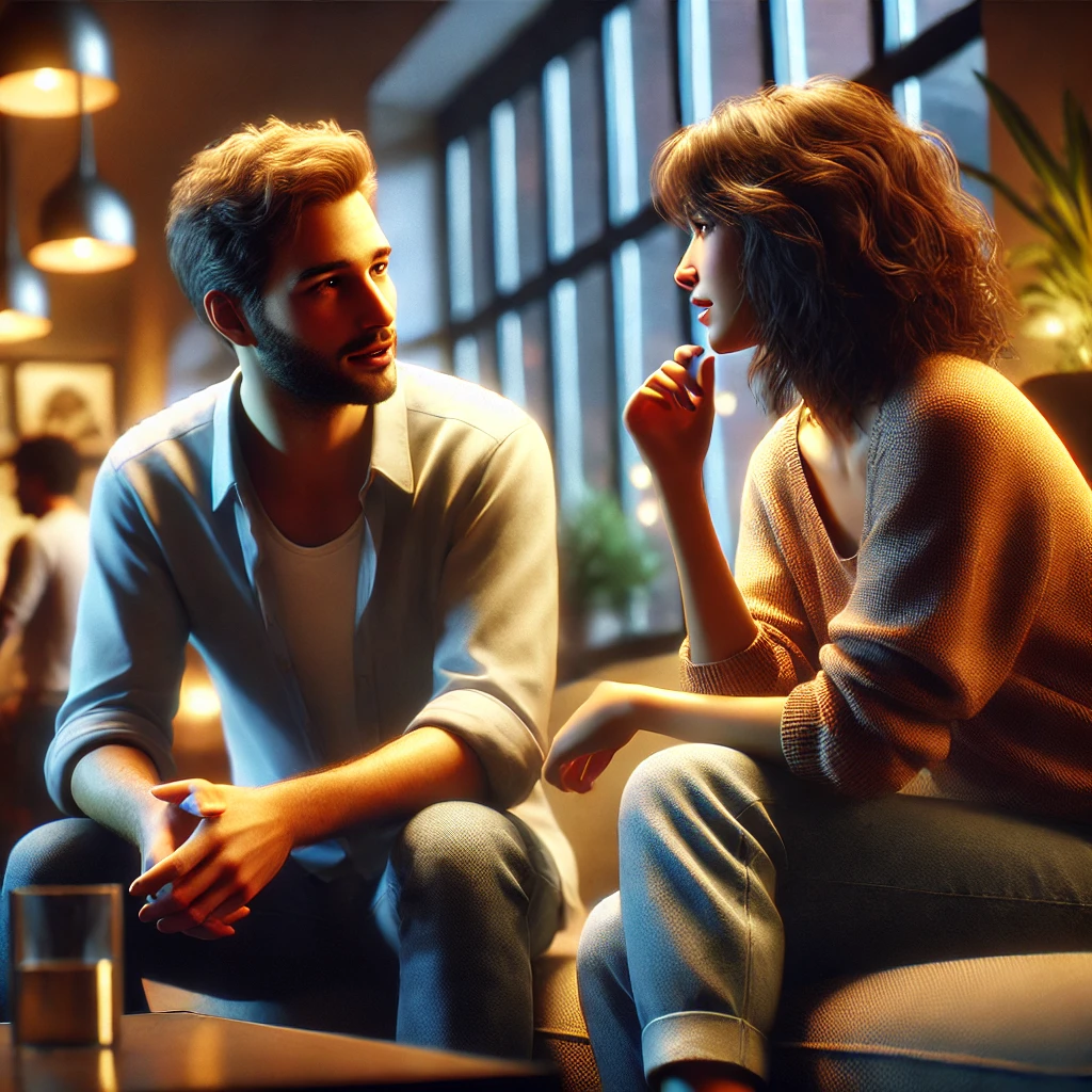 친구로서의 편안하고 신뢰 있는 분위기를 강조한 장면