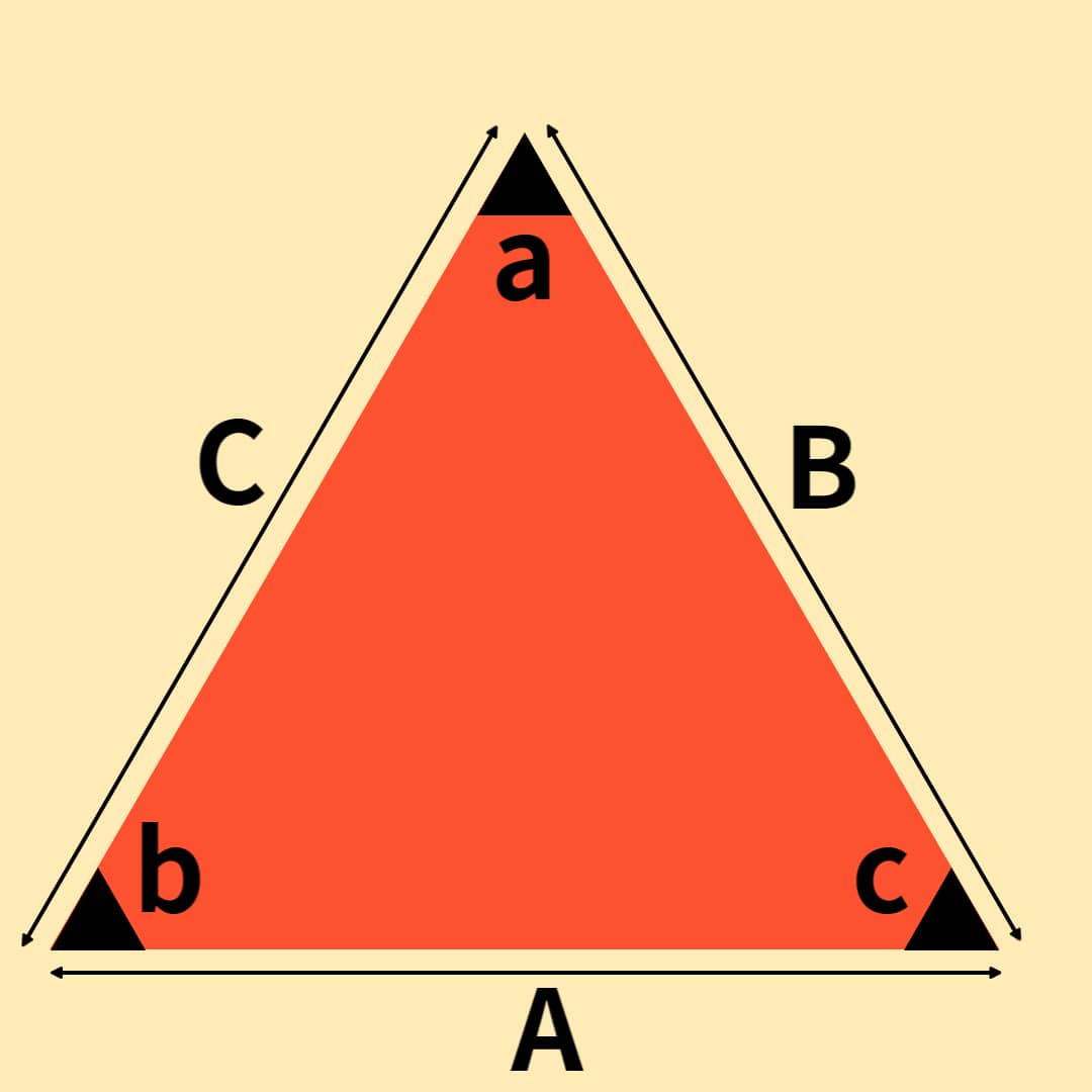 각-변에-A-B-C가-있고-각에-a-b-c가-있는-빨간색-삼각형