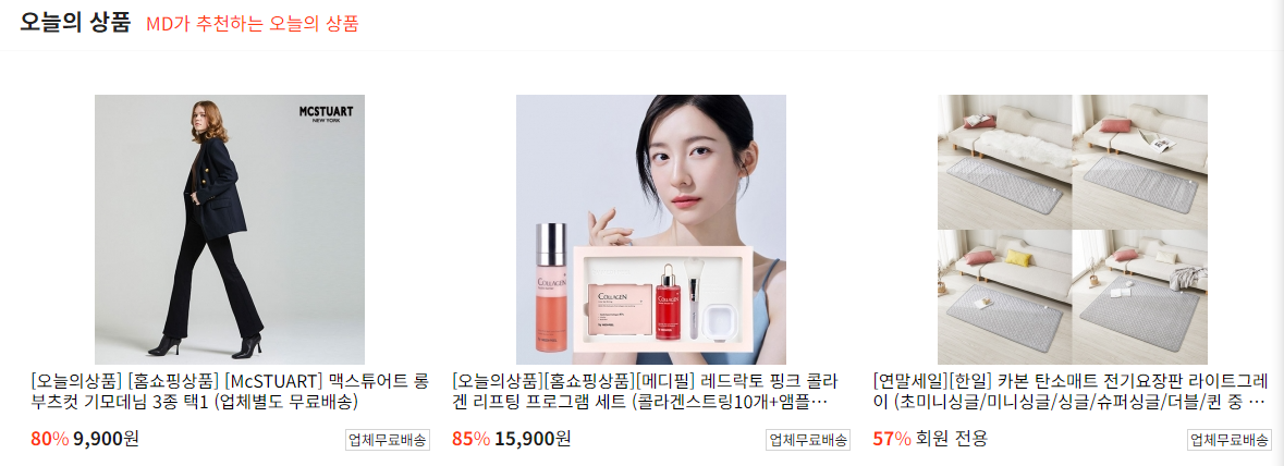 떠리몰 홈페이지 오늘의 상품