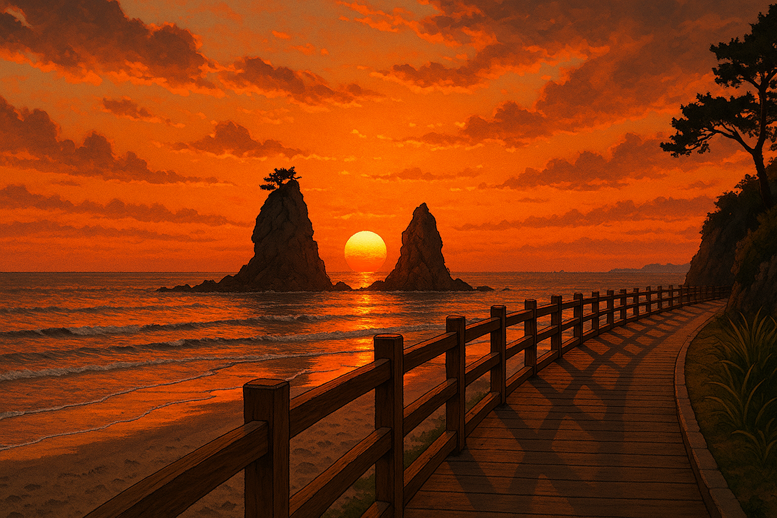 태안 꽃지해수욕장 노을 명소