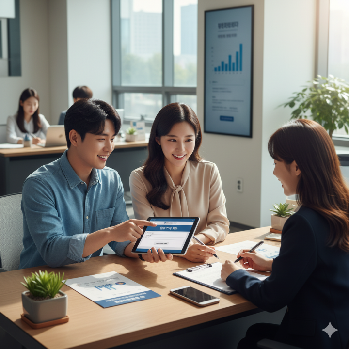 연금 저축 계좌를 개설하고 있는 젊은 세대의 모습